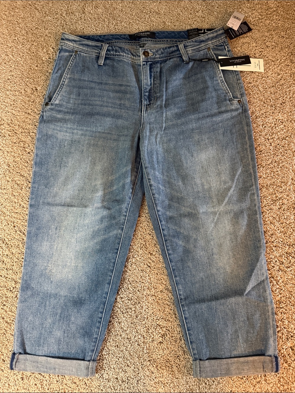 Liverpool Medium Blue Cropped Cuffed Jeans